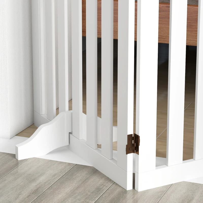 PawHut Barreira de Segurança Dobrável para Cães 155 cm Vedação para Cães Médios de 3 Painéis com Pés Removíveis 155x30x61 cm Branco