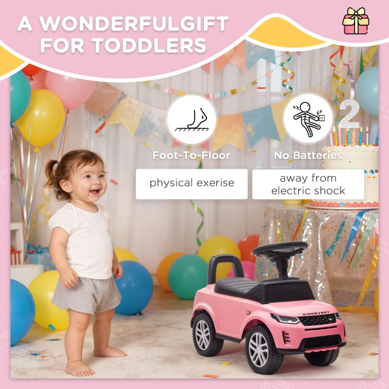 AIYAPLAY Porteur Land Rover sous licence pour enfants 18–36 mois — Rangement & volant avec sons — Rose