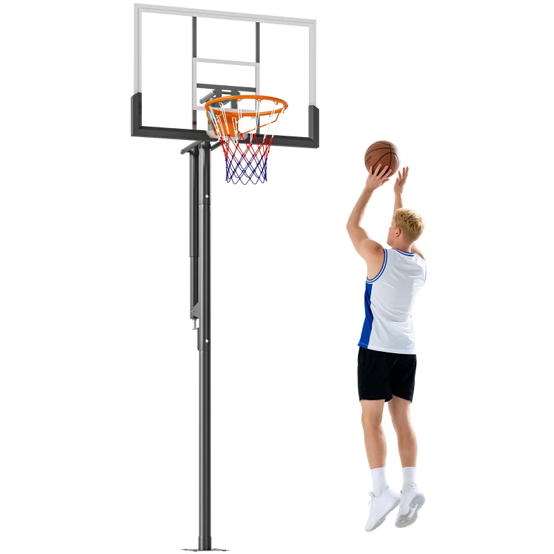 SPORTNOW Tabela de Basquetebol para Exterior Altura Ajustável 230-305 cm Aro Ø48 cm e Base Estável  Preto