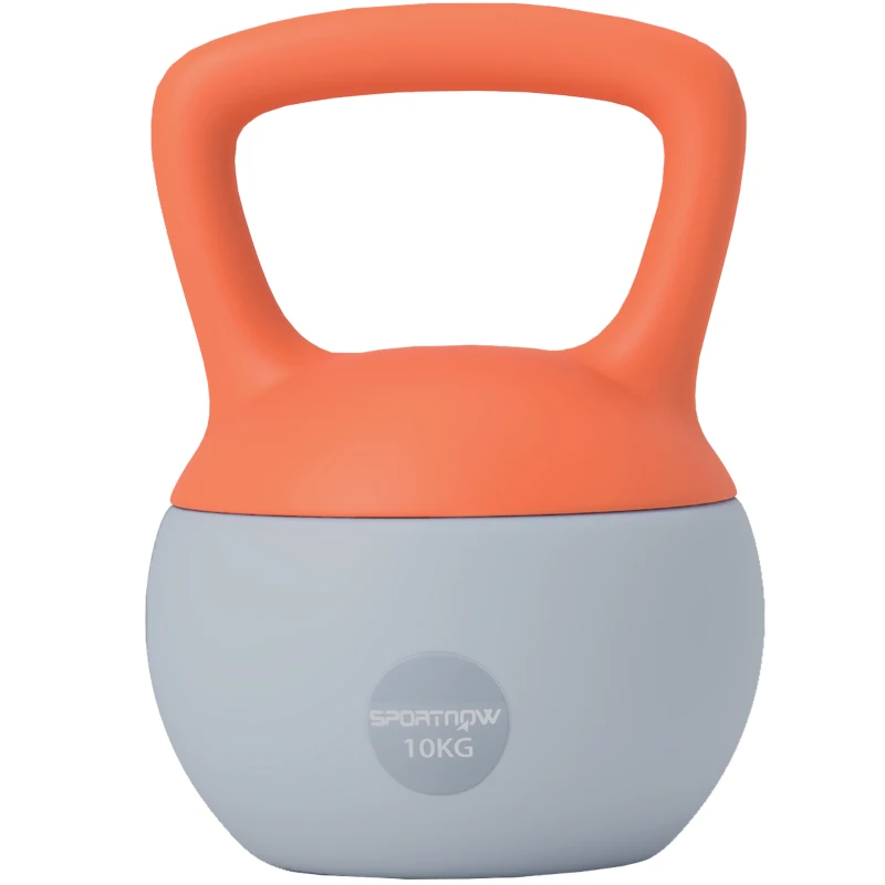 SPORTNOW 10KG Soft Kettlebell, Kettle Bell with Non-Slip Handle for Home Gym, Weight Lifting, Strength Training, Orange/Grey