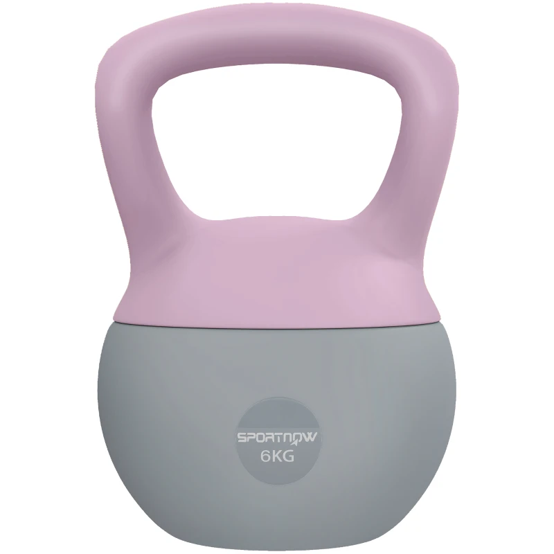 SPORTNOW 6KG Soft Kettlebell, Kettle Bell with Non-Slip Handle for Home Gym, Weight Lifting, Strength Training, Purple/Grey