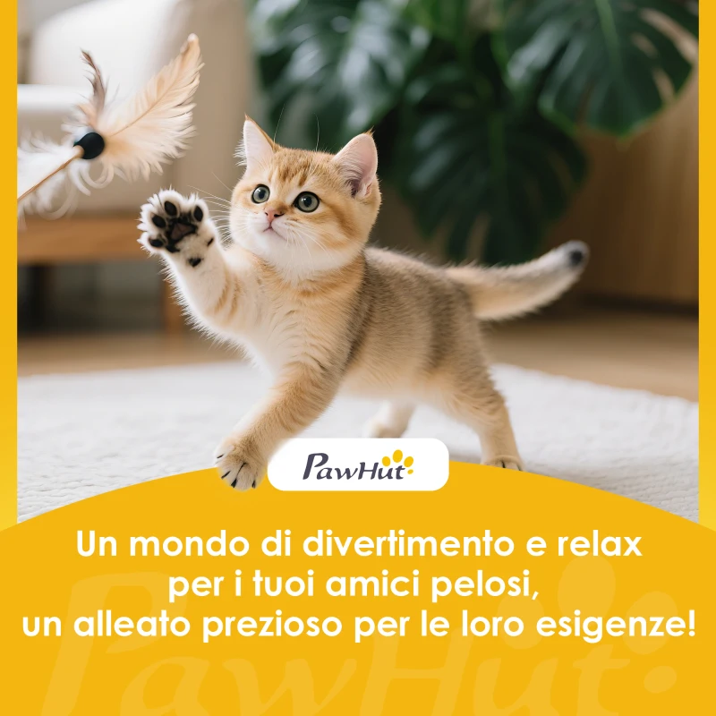 PawHut Torre Tiragraffi per Gatti Alta 96 cm con 3 Casette e Lettino Superiore Rimovibile e Lavabile, Crema