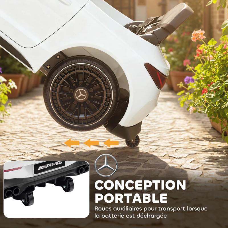 AIYAPLAY Voiture électrique enfants Mercedes AMG CLE 53 12V 2 moteurs télécommande parentale 2,4G 99 x 55 x 43 cm blanc