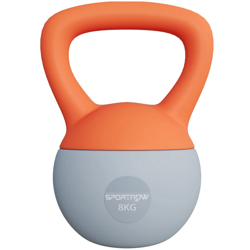 SPORTNOW 8KG Soft Kettlebell, Kettlebell with Non-Slip Handle for Home Gym, Weight Lifting, Strength Training, Orange/Grey