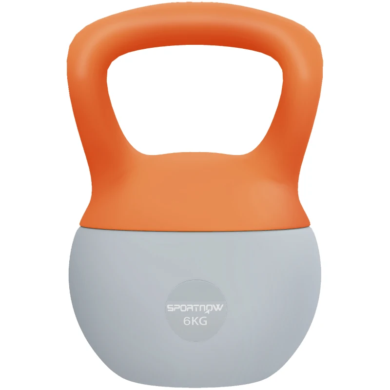 SPORTNOW 6KG Soft Kettlebell with Non-Slip Handle, for Home Gym, Weight Lifting, Strength Training, Orange/Grey