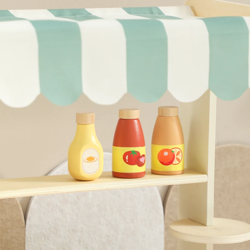 AIYAPLAY Supermarktstand für Kinder, Spielkasse, 34 Zubehörteile, Kasse, MDF, Grün