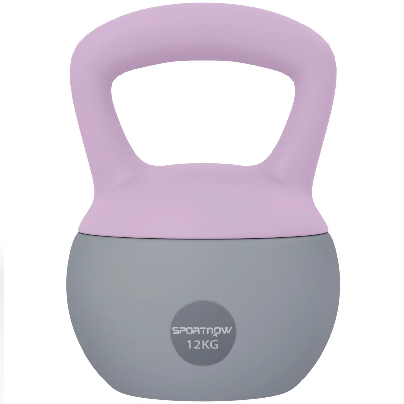 SPORTNOW 12KG Soft Kettlebell, Kettlebell with Non-Slip Handle for Home Gym, Weight Lifting, Strength Training, Purple/Grey