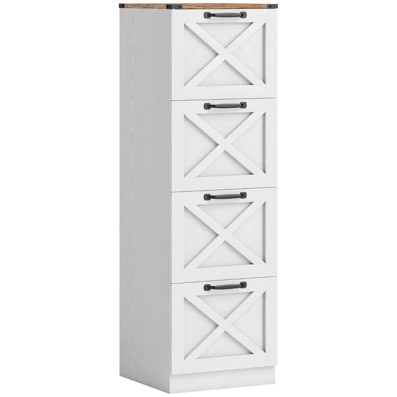 HOMCOM Cassettiera 4 Cassetti con Supporto Stampante e Binario per formato A4/Lettera 40x40x131 cm Bianco