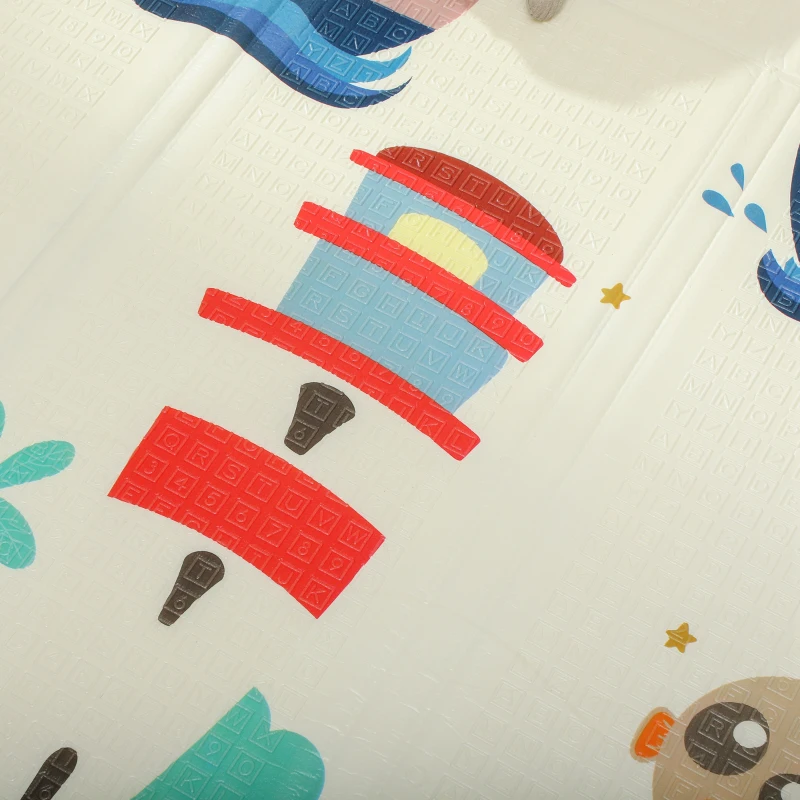 AIYAPLAY Tapete de Atividades para Bebé Dobrável e Reversível 196x176 cm Tapete de Brincar para Bebé XPE Dupla Face Impermeável Multicolor