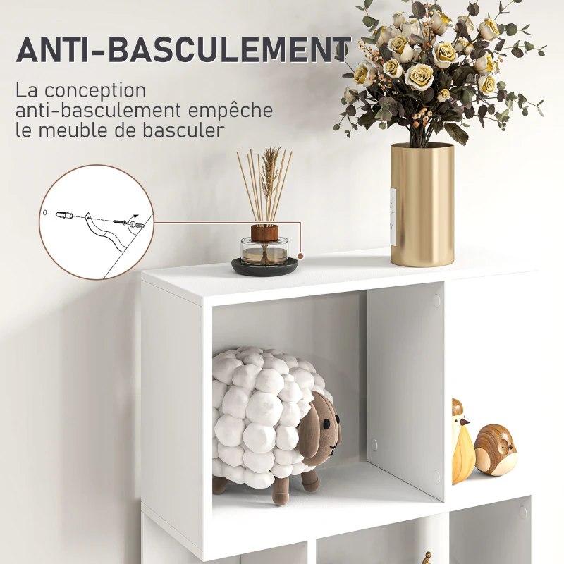 HOMCOM Bibliothèque à 5 niveaux, meuble de rangement en forme de S avec étagères, 60 x 24 x 184,5 cm, blanc