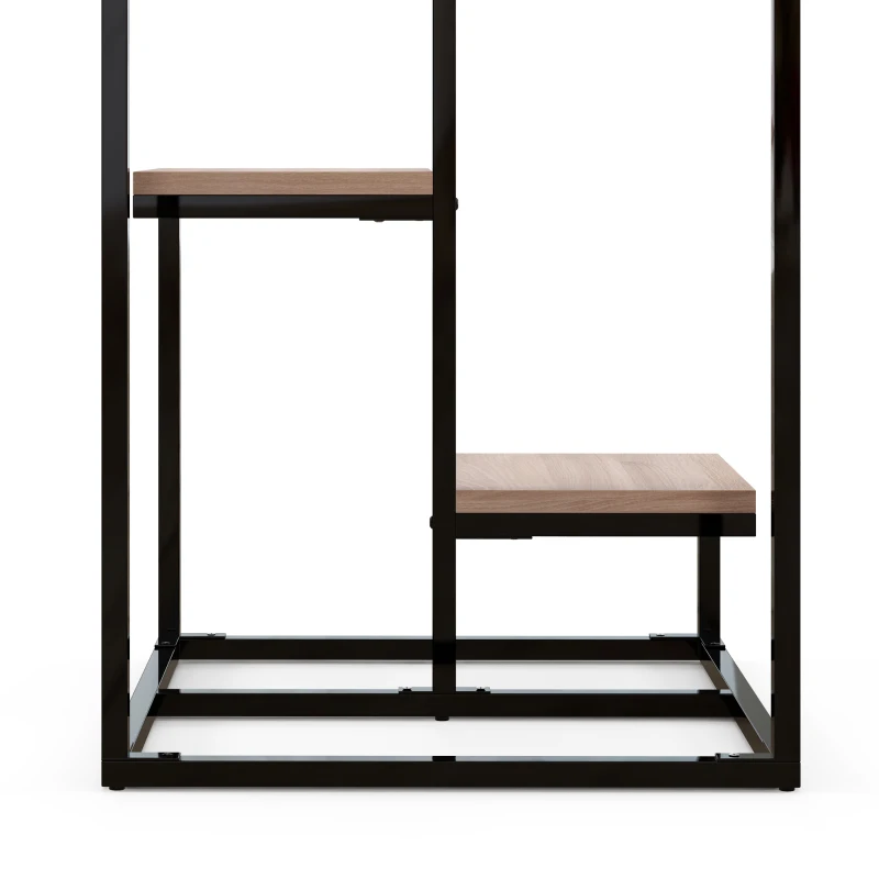 Outsunny Étagère à plantes étagère à fleurs en métal et bois 4 niveaux de différentes hauteurs style industriel 40 x 40 x 75,5 cm