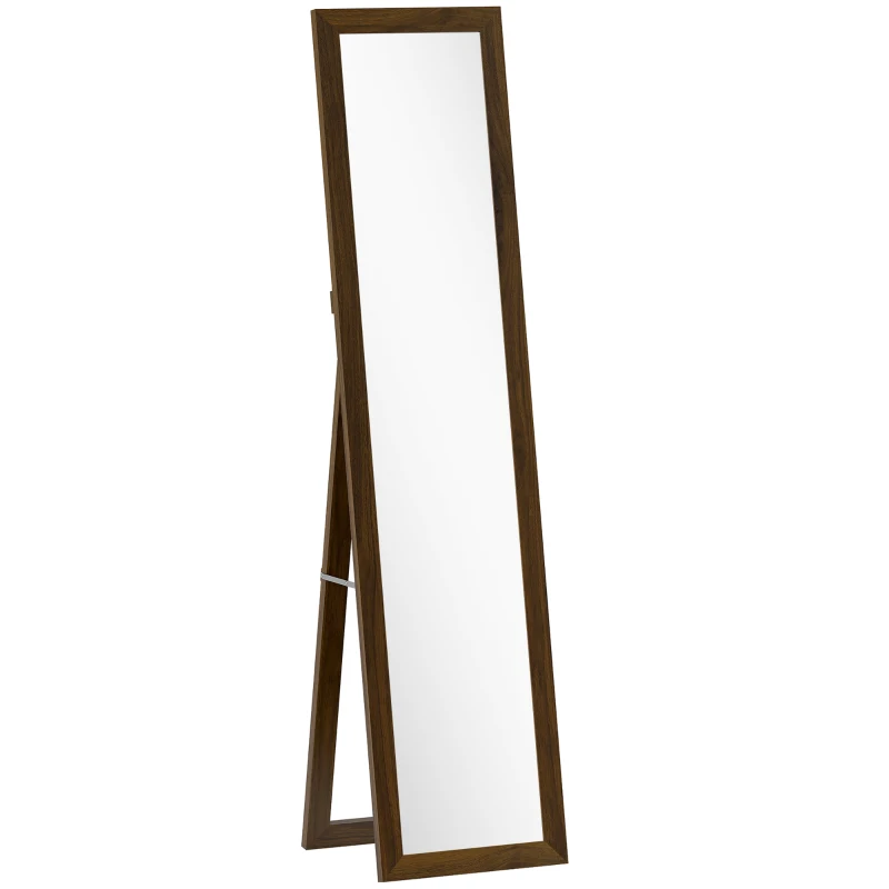HOMCOM Specchio a figura intera con cornice in MDF con appoggio inclinabile o da appendere, 157x37 cm, Noce