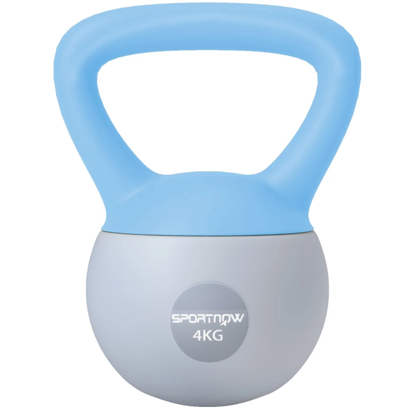 SPORTNOW 4KG Soft Kettlebell, Kettlebell with Non-Slip Handle for Home Gym, Weight Lifting, Strength Training, Light Blue/Grey