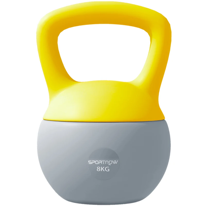 SPORTNOW 8KG Soft Kettlebell, Kettlebell with Non-Slip Handle for Home Gym, Weight Lifting, Strength Training, Yellow/Grey