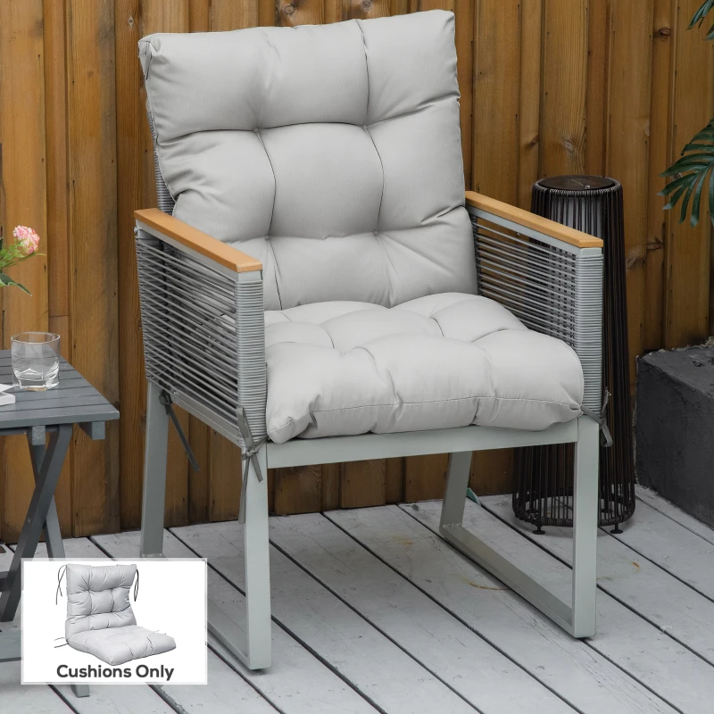 Outsunny Garden Back Chair Cushion, Comfortable Patio Seat Cushion Pad with Backrest for Outdoor & Indoor Use, Light Grey