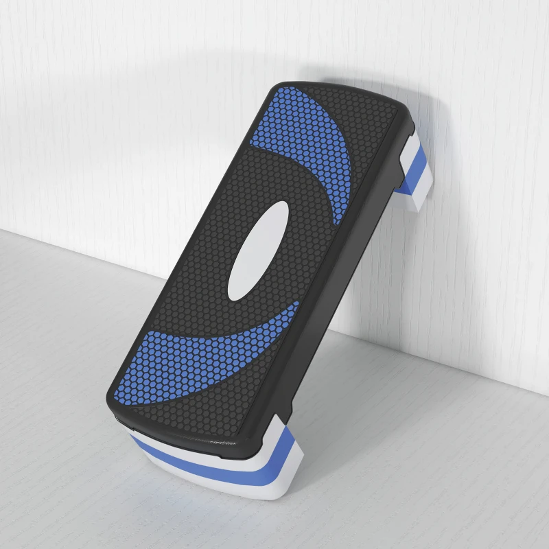 Stepper Fitness Aerobic - Aosom.fr x FFHandball - hauteur reglable surface antiderapante 80 x 31 x 20 cm noir bleu