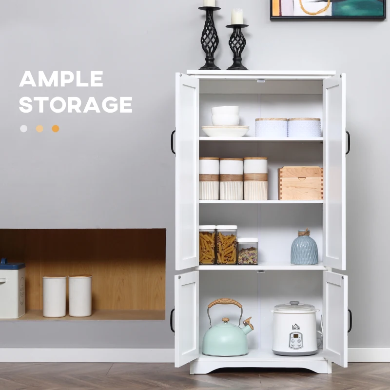 HOMCOM Accent Floor Storage Cabinet Kitchen Cupboard with Adjustable Shelves and 2 Lower Doors, White