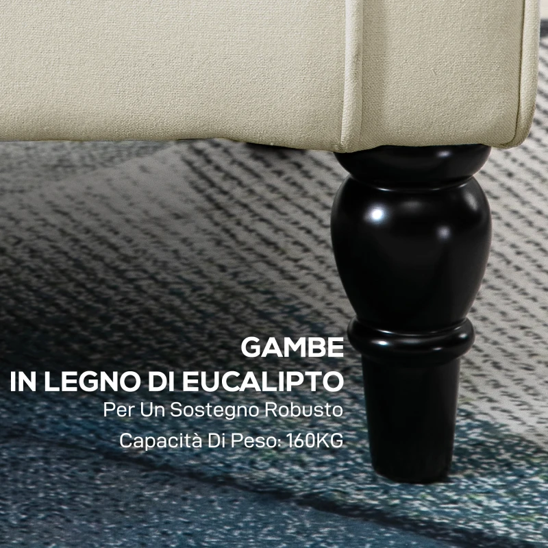 HOMCOM Poltrona da Salotto Imbottita in Tessuto con Schienale Trapuntato, 74x86x102cm, Bianco