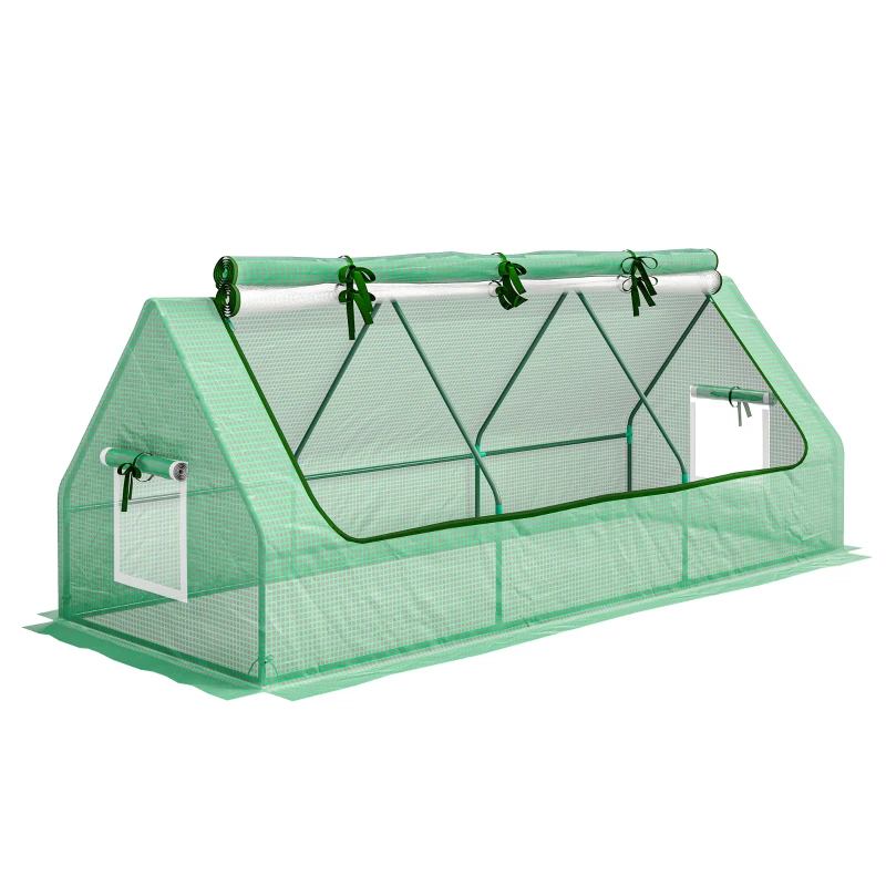 Outsunny Estufa de Jardim Mini Estufa 240x90x90 cm com Janelas de Malha e Estrutura de Aço para Cultivar Verduras e Flores Verde