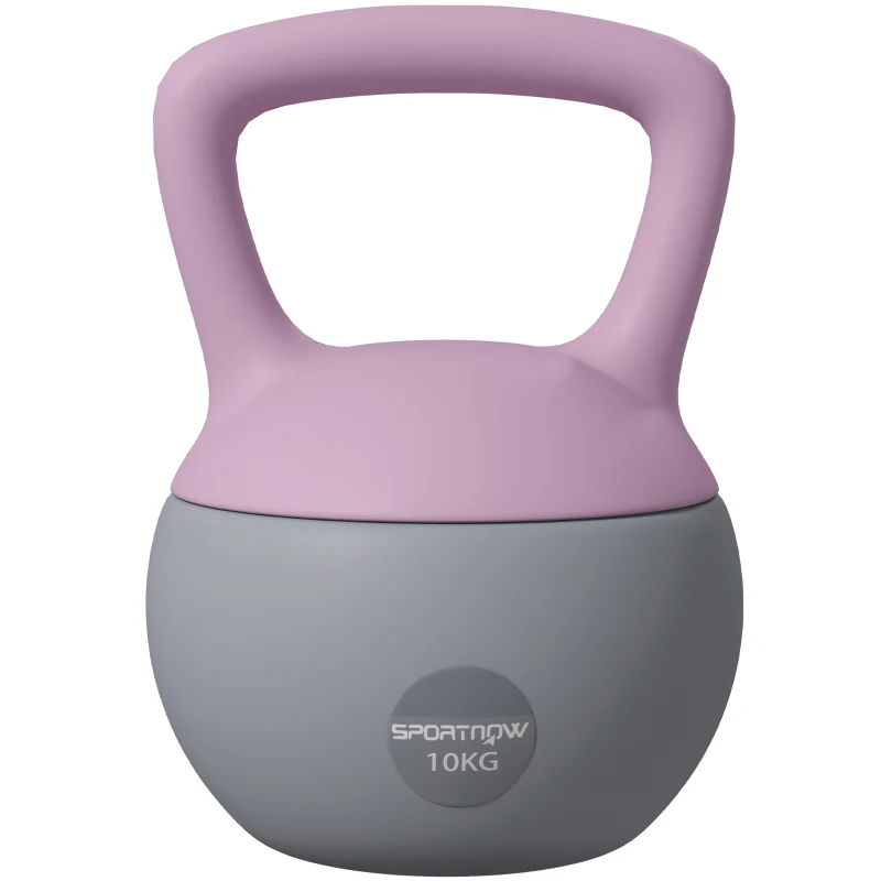 SPORTNOW 10KG Soft Kettlebell, Kettlebell with Non-Slip Handle for Home Gym, Weight Lifting, Strength Training, Purple/Grey