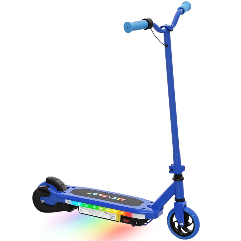 AIYAPLAY Trottinette électrique pour enfants 6-14 ans, vitesse maximale 10 km/h, lumières LED colorées, frein électrique, bleu(m-10)