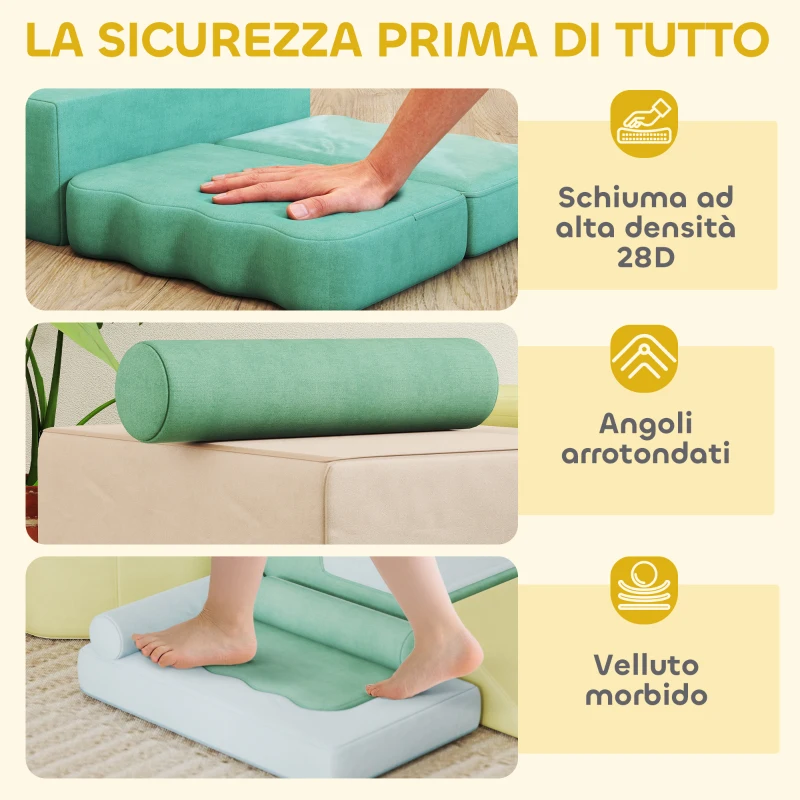 AIYAPLAY Set 15 Blocchi di Costruzioni Morbide Modulabili per Bambini con 200 Palline per Uso Interno, Multicolore