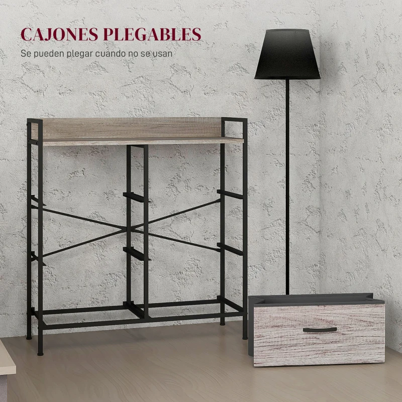 HOMCOM Cómoda con 6 Cajones Plegables Cajonera de Tela con Estructura de Acero Estilo Industrial 79x29x85 cm Gris