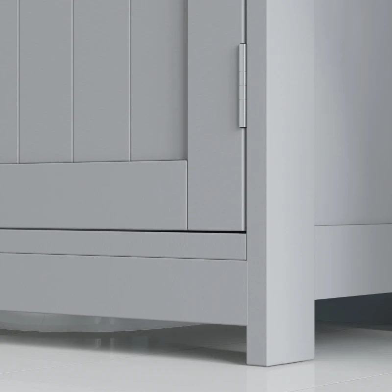 kleankin Meuble salle de bain sous lavabo - meuble sous-vasque - placard 2 portes avec étagère 60L x 30l x 60H cm - en bois Gris