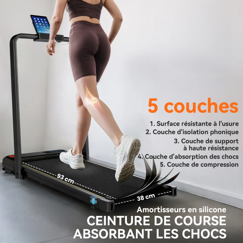 SPORTNOW Tapis de marche 2 en 1, tapis de course pliable Inclinaison de 4%, 6 KM/H, moteur 2,0 HP, télécommande 109x48x100cm noir