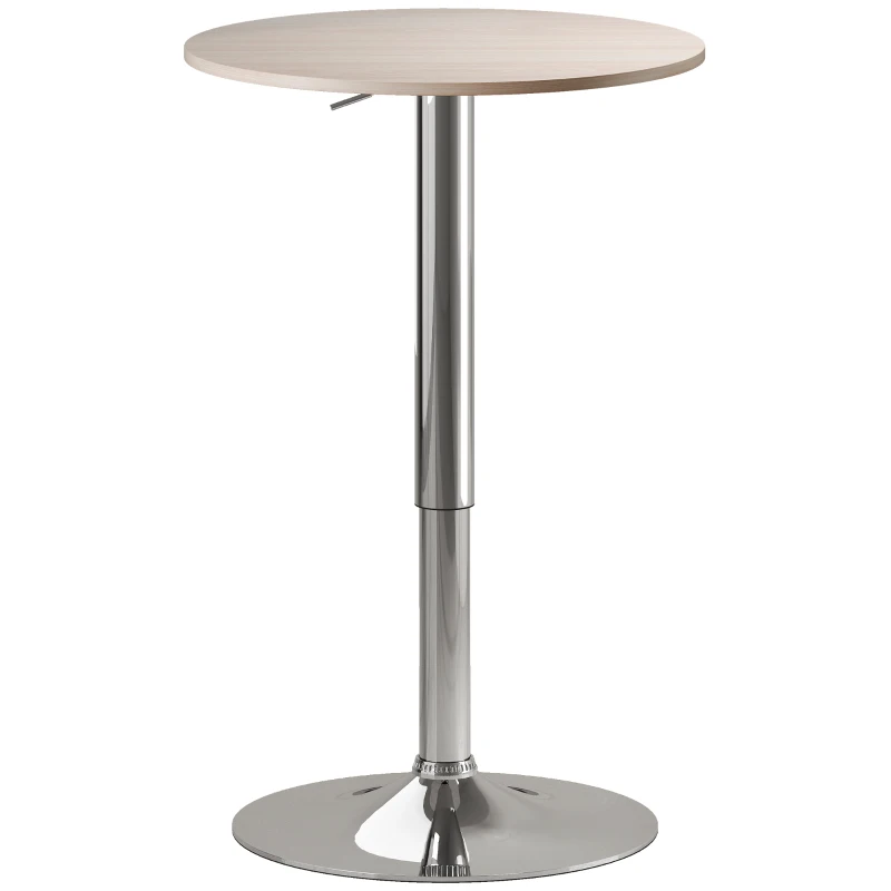 HOMCOM Mesa de Bar con Altura Ajustable Giratoria 360° Base Redonda Mesa Alta de Bar para Cocina Comedor Ø60x67-93 cm Natural