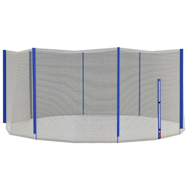 SPORTNOW Filet de remplacement pour trampolines Ø 366 cm 8 poteaux droits filet de sécurité pour trampolines, entrée zippée