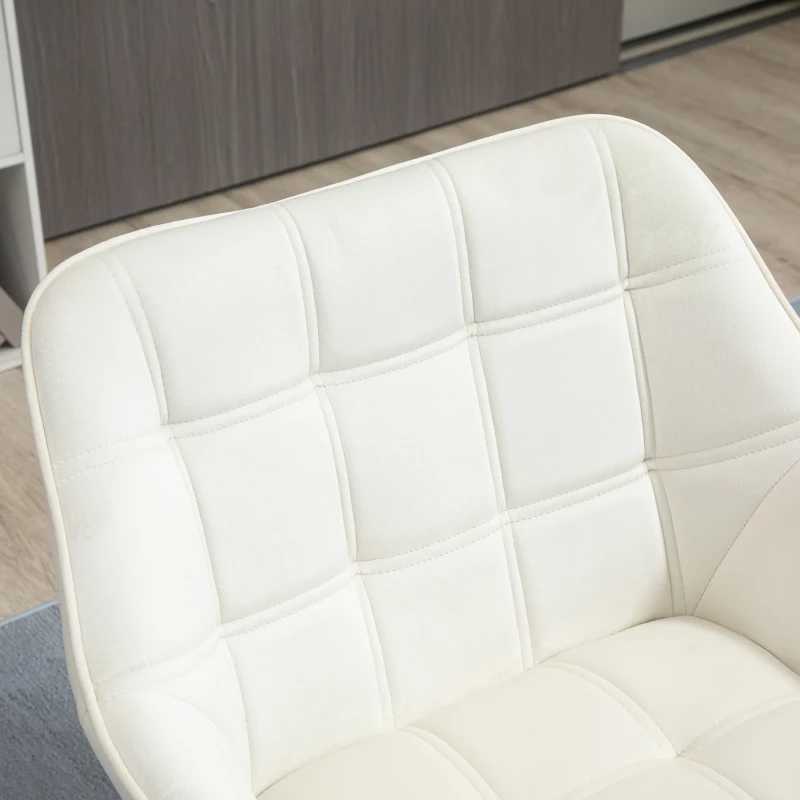 HOMCOM Butaca de Salón Moderna Tapizado en Terciopelo con Asiento Ancho Patas de Madera Sillón Relax para Sala de Estar Crema