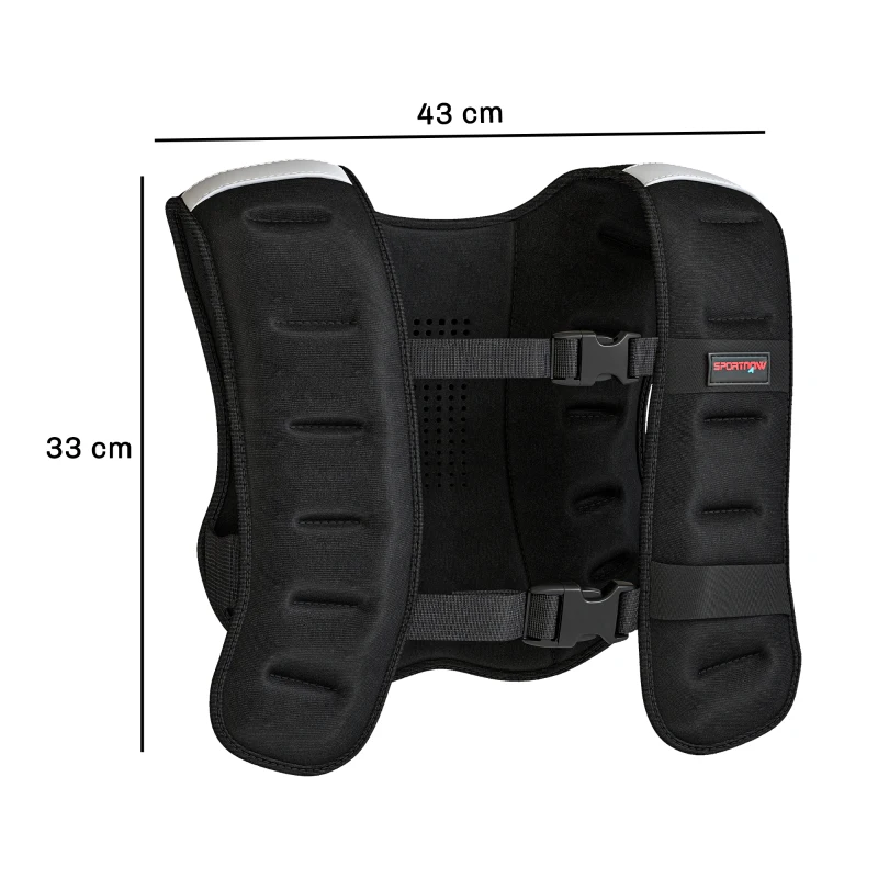 SPORTNOW Chaleco Lastrado 5 kg Transpirable con Correas Ajustables y Bandas Reflectantes para Entrenamiento Fuerza Jogging Negro