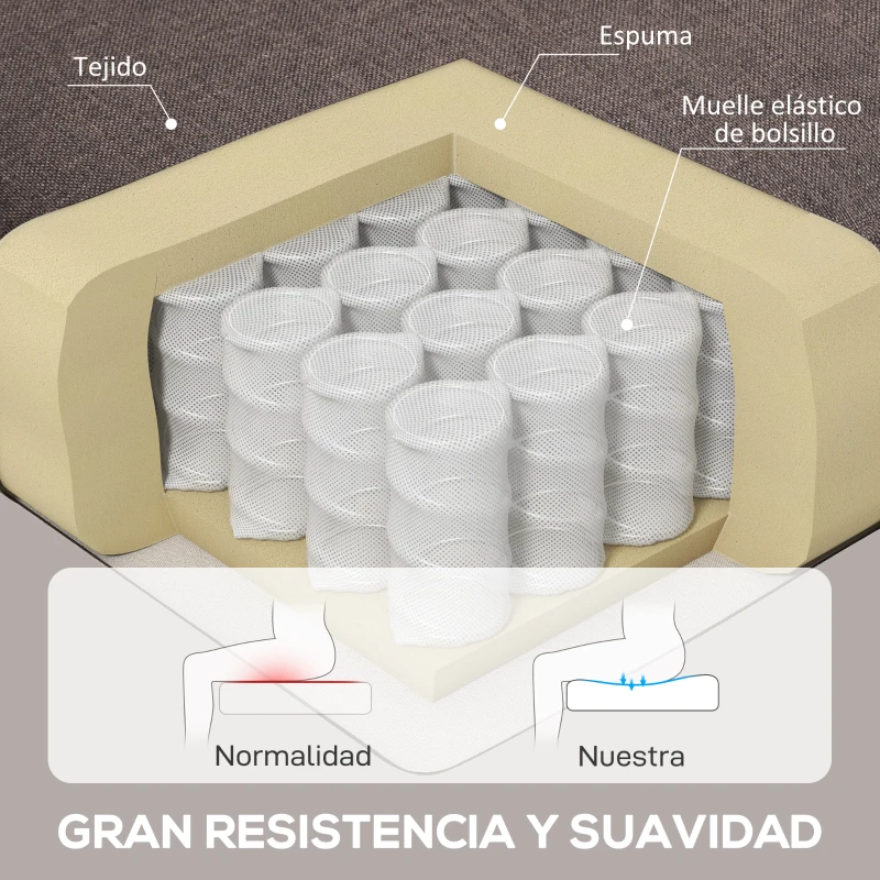 HOMCOM Sillón de Salón con Reposacabezas y Patas de Madera Butaca Carga 160 kg para Dormitorio Oficina Sala de Estar Marrón