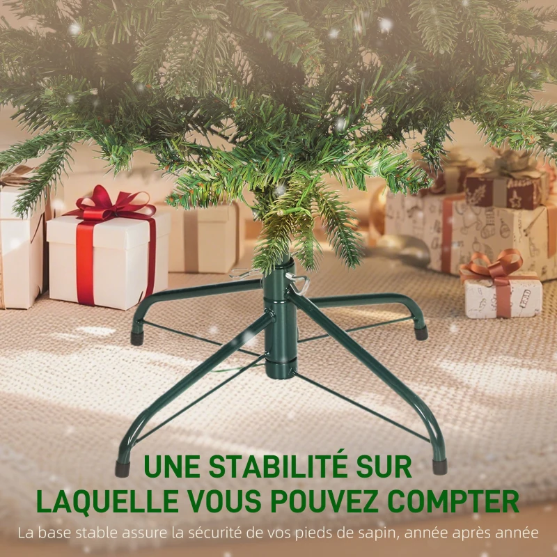 HOMCOM Sapin de Noël artificiel 180 cm, arbre de Noël slim avec 200 lumières 8 modes d'éclairage 605 branches articulées, vert
