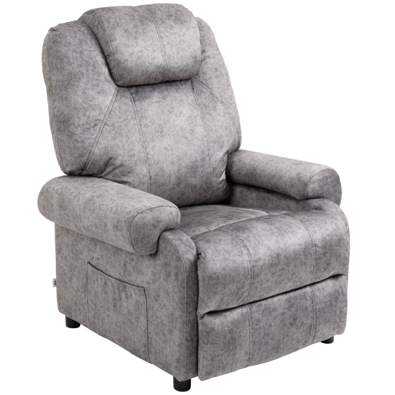 HOMCOM Sillón Relax Reclinable Manual hasta 135º con Reposabrazos Reposapiés Acolchado Grueso Gris
