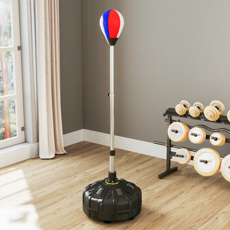 SPORTNOW Punching ball sur pied, sac de frappe sur pied base lesté 12 ventouses 48 x 48 x 147 -165 cm noir
