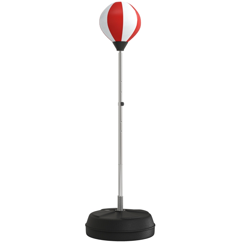 HOMCOM Punching Ball da Terra ad Altezza Regolabile con Guantoni e Base Riempibile, 43x43x126-144 cm, Rosso e Bianco