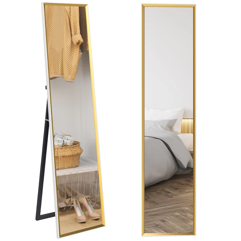 HOMCOM 157 x 37cm Elegant Full-Length Mirror - White/Gold-Tone