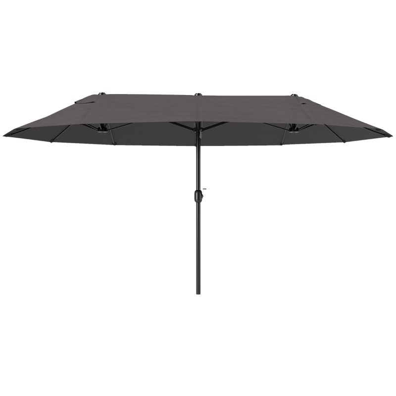 Outsunny 4.6m Garden Parasol Double-Sided Sun Umbrella Patio Market Shelter Canopy Shade Outdoor Grey
