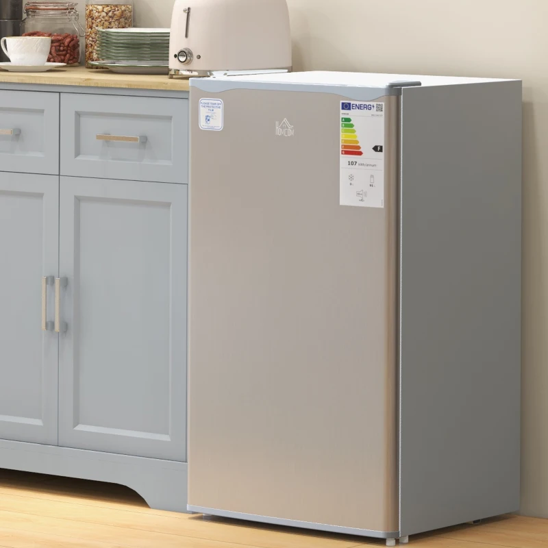 HOMCOM 91 Litre Freestanding Under Counter Fridge Freezer, Small Fridge with Chiller Box, Adjustable Thermostat, 47.5cm Wide, Grey