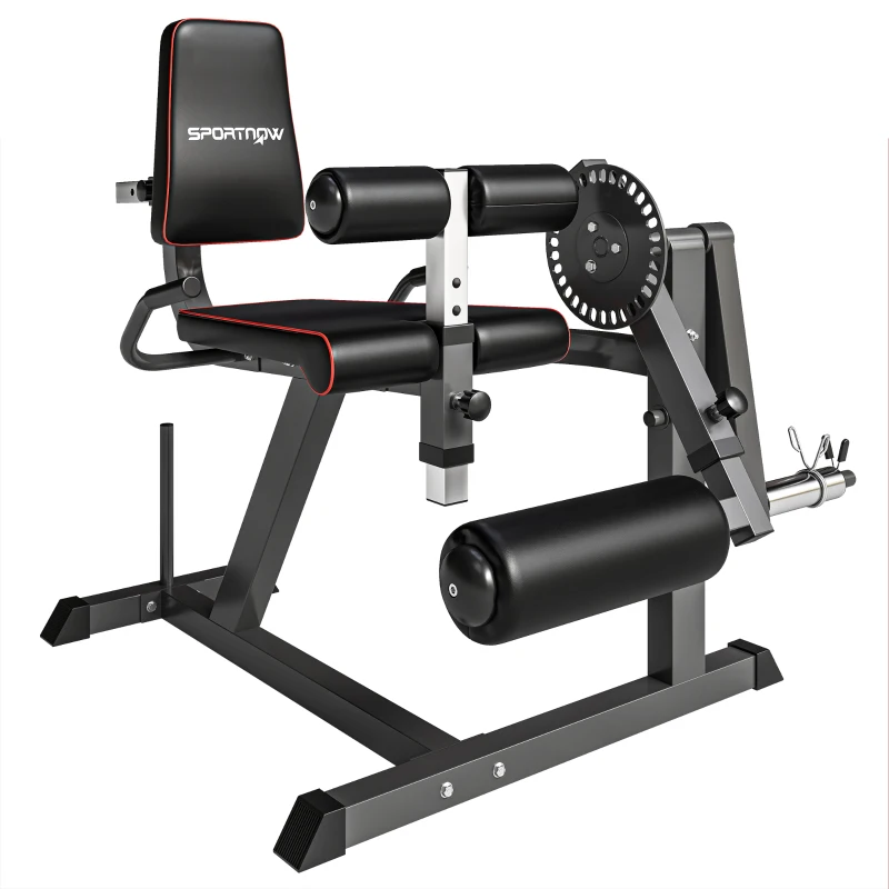 SPORTNOW Calf Machine con Schienale e Cuscinetti Regolabili, in Acciaio, Plastica ed EVA, 100x90x105 cm, Grigio e Nero