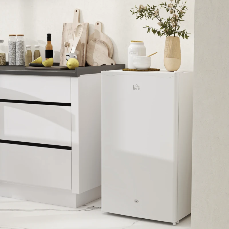 HOMCOM 91L Freestanding Under-Counter Fridge with Lock - White