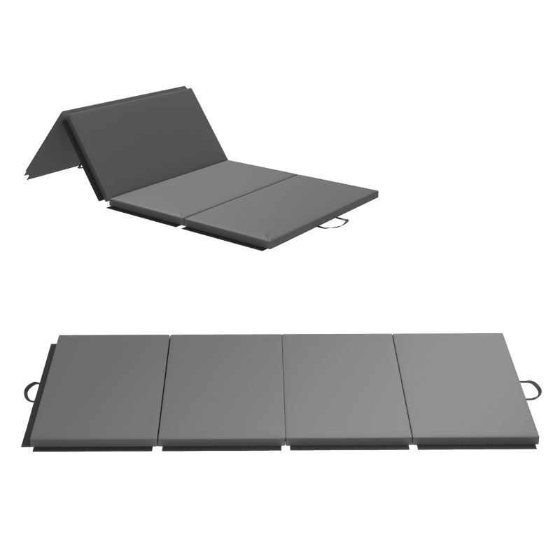 HOMCOM Tappetino da Ginnastica Pieghevole, Materassino Fitness Spesso 5 cm e Antiscivolo, 240x120 cm, Grigio