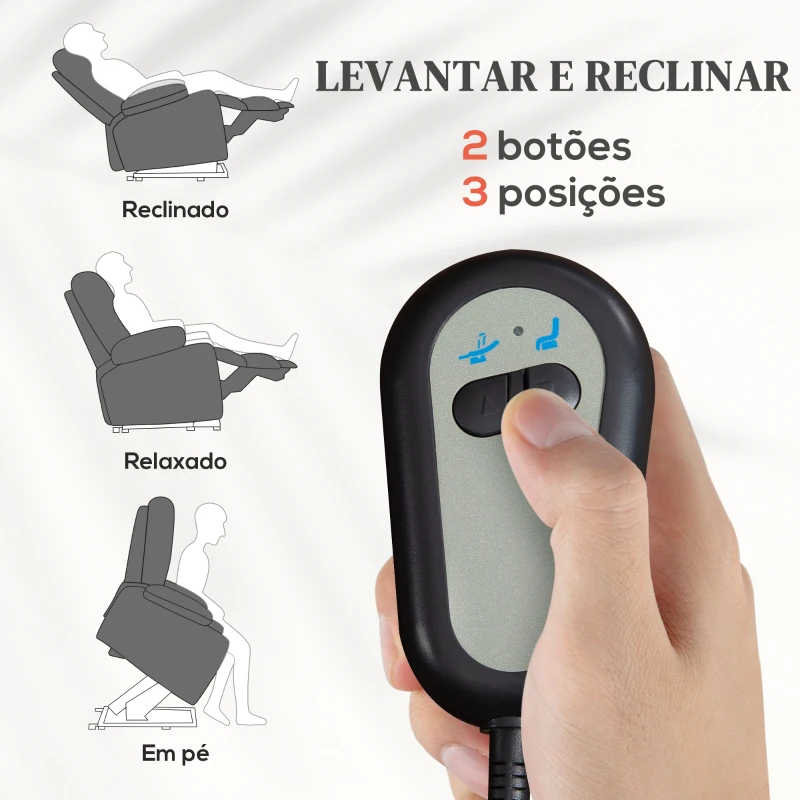 HOMCOM Poltrona Reclinável Elétrica Levanta Pessoas com Massagem Vibratória e Aquecimento  98x96x105 cm Creme