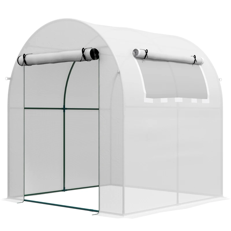 Serre portable Outsunny - Cadre acier & housse plastique 1,8 x 1,8 x 2 m - Blanc