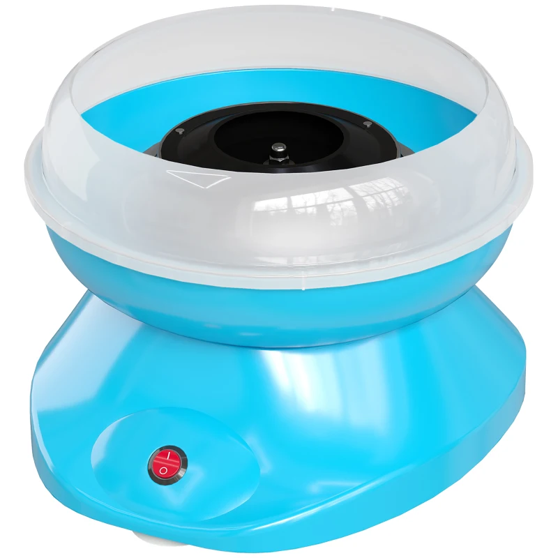 HOMCOM Máquina de Algodón de Azúcar en Casa de Polipropileno Acero Inox. y Aluminio 450W-550W para Fiestas 27x26x18 cm Azul