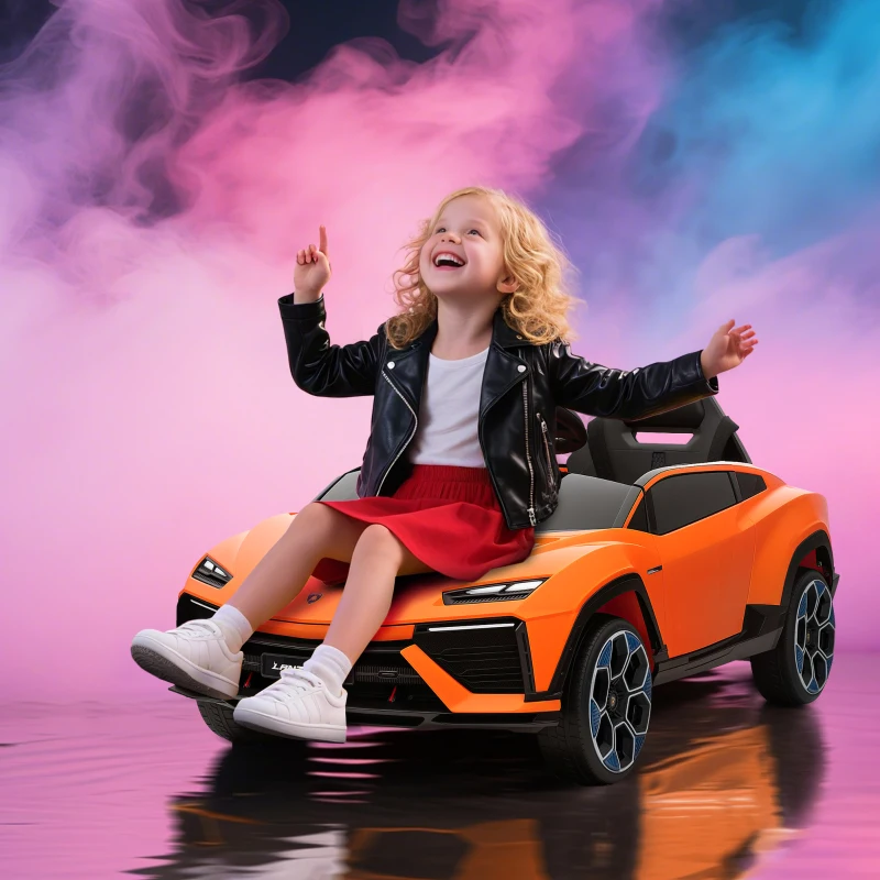 AIYAPLAY Kinder‑Elektroauto mit Lamborghini‑Lizenz, Fernbedienung – 101,5×49×43 cm, Orange