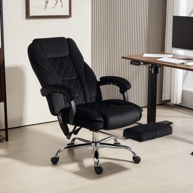 Vinsetto Heated Reclining Massaging Office Desk Chair with Footrest Massage Black