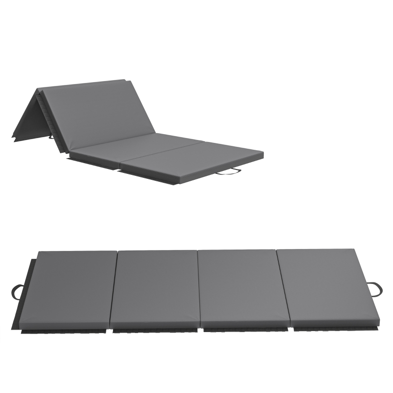 HOMCOM Tappetino da Ginnastica Pieghevole, Materassino Fitness Spesso 5 cm e Antiscivolo, 180x80x5 cm, Grigio